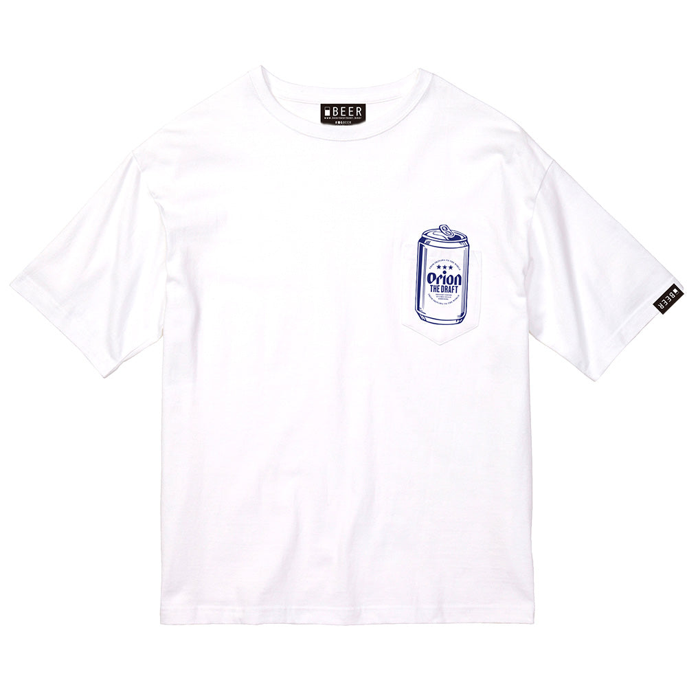 BEER 缶ロゴポケットTシャツ WHITE