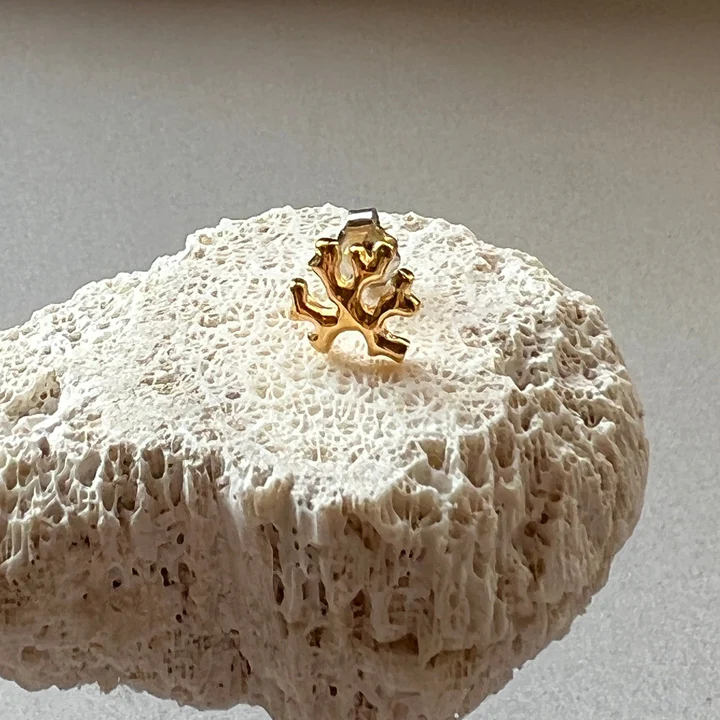 BRANCHES サージカル片方ピアス珊瑚・ゴールド ブランチズ ティーラ