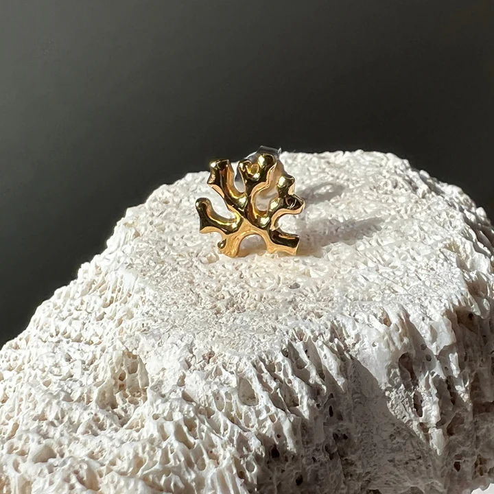 BRANCHES サージカル片方ピアス珊瑚・ゴールド