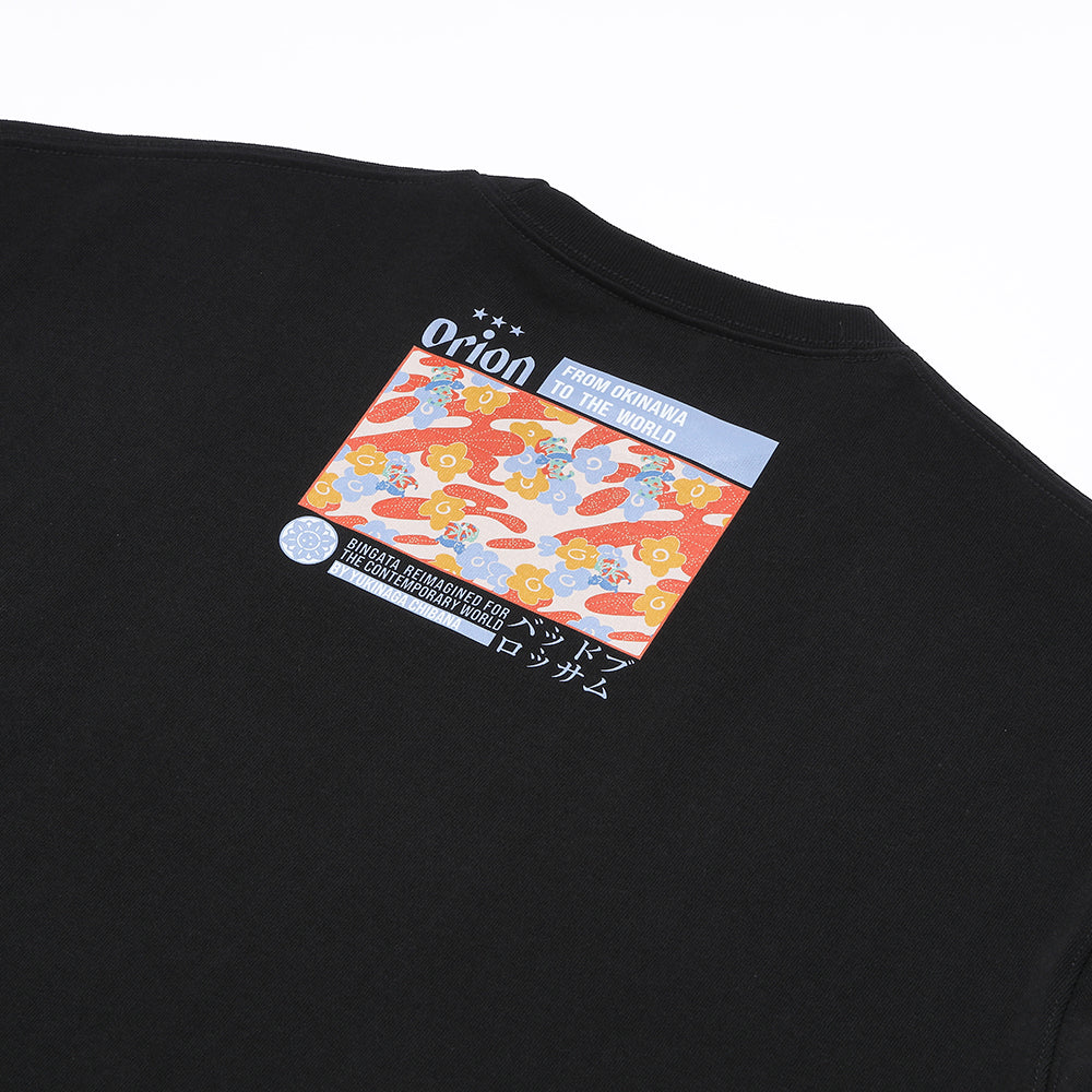 びんがたTシャツ【紅型作家・知花幸修氏コラボ】 BLACK
