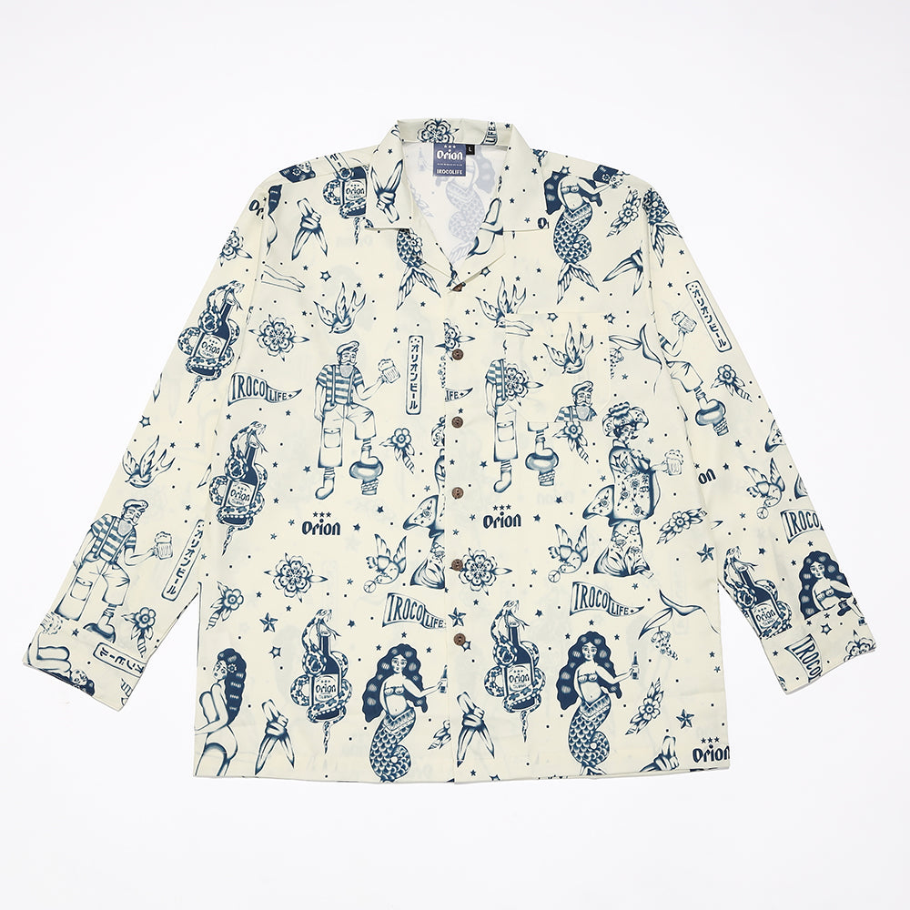 長袖アロハシャツ ORION×Irocolife カラー ホワイト White Irocolife