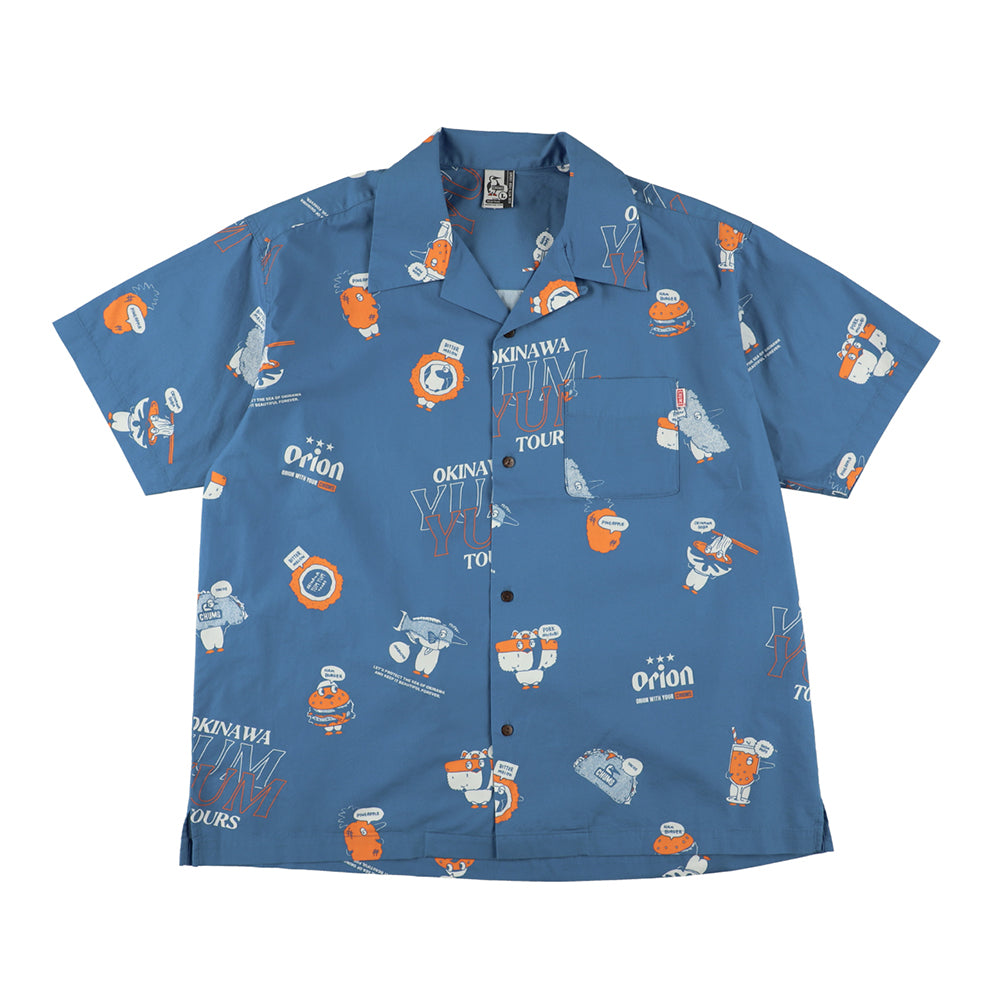 オリオンビール×CHUMS 総柄シャツ オリオンビール×チャムス】YUM YUM TOURS 総柄シャツ ブルー【CHUMS
