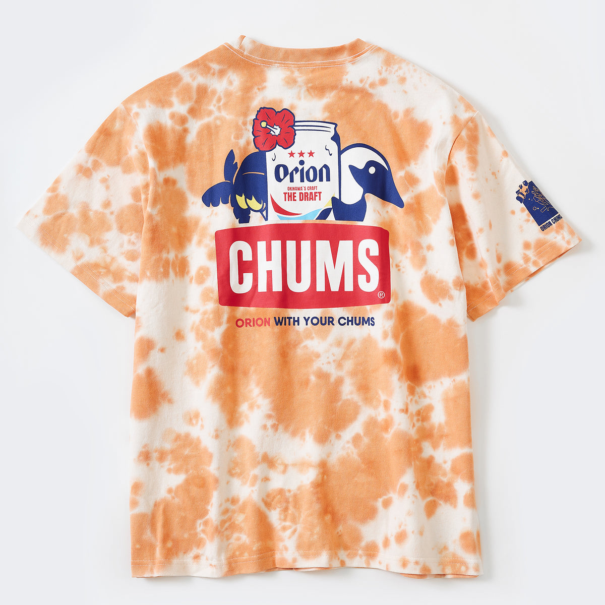 【ORION×CHUMS 人気再販カラー】Tシャツ　ハイビスカスザイン　カラー：オレンジタイダイ（ORANGE TIE-DYE）