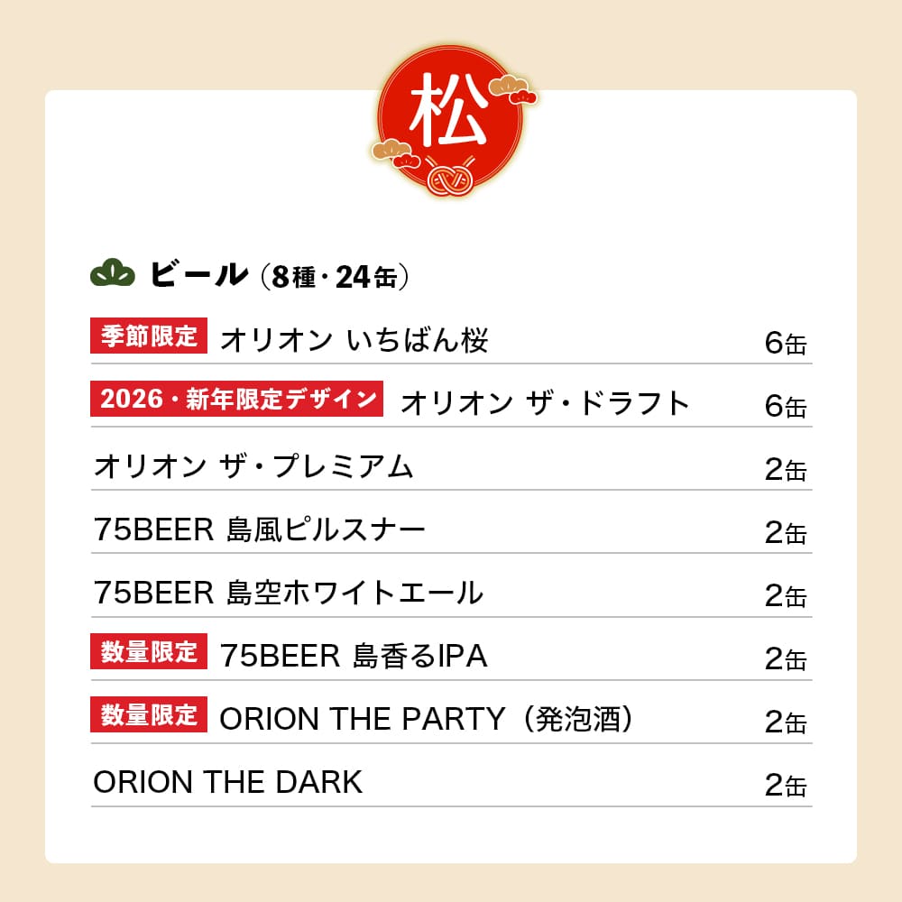 【ビール24本＆沖縄グルメ】オリオン 沖縄じかん お楽しみ福袋 2025-26 松セット（送料込み）