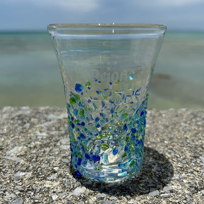 琉球ガラス つぶつぶビアグラス2個セット（オレンジ・ブルー）