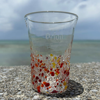 琉球ガラス つぶつぶビアグラス2個セット（オレンジ・ブルー）