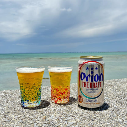 琉球ガラス つぶつぶビアグラス2個セット（オレンジ・ブルー）