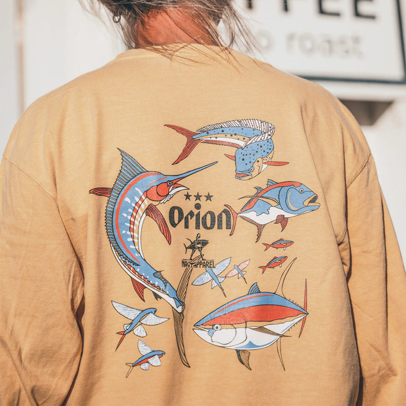 OKINWAN FISH L/S Tシャツ 【ORION×NAVY APPAREL】（カラー：マスタード）