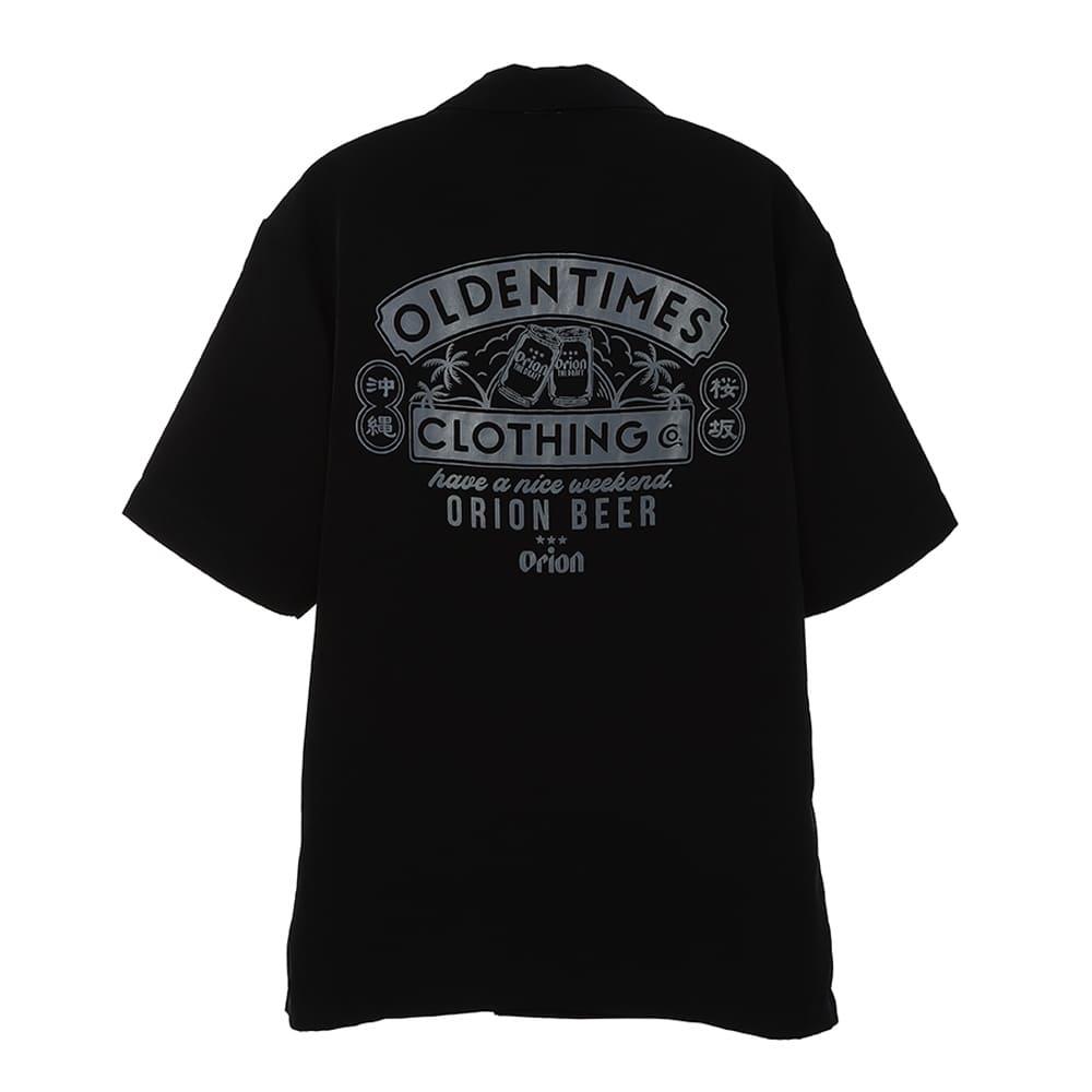 【ORION×OLDENTIMES】2024夏 那覇桜坂シルキーシャツ　カラー：ブラック