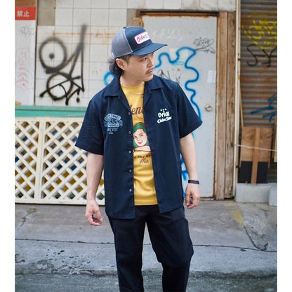 【ORION×OLDENTIMES】2024夏 那覇桜坂シルキーシャツ　カラー：ブラック