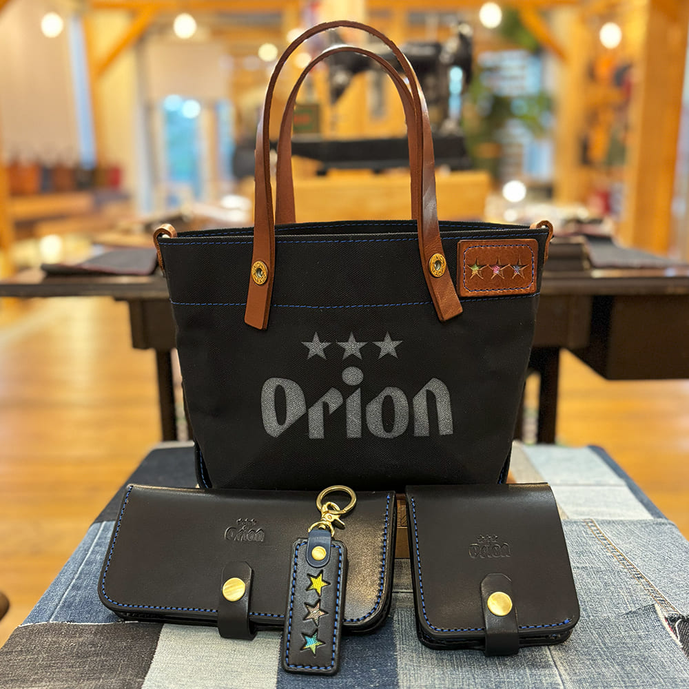 レザー×うらそえ織 帆布トート 小（カラー：ブラック） – オリオン