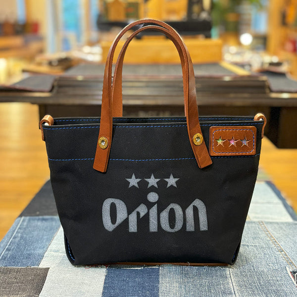 帆布トートバッグ　栃木レザーハンドル　 丸手　charcoal レザー×うらそえ織 帆布トート 小（カラー：ブラック