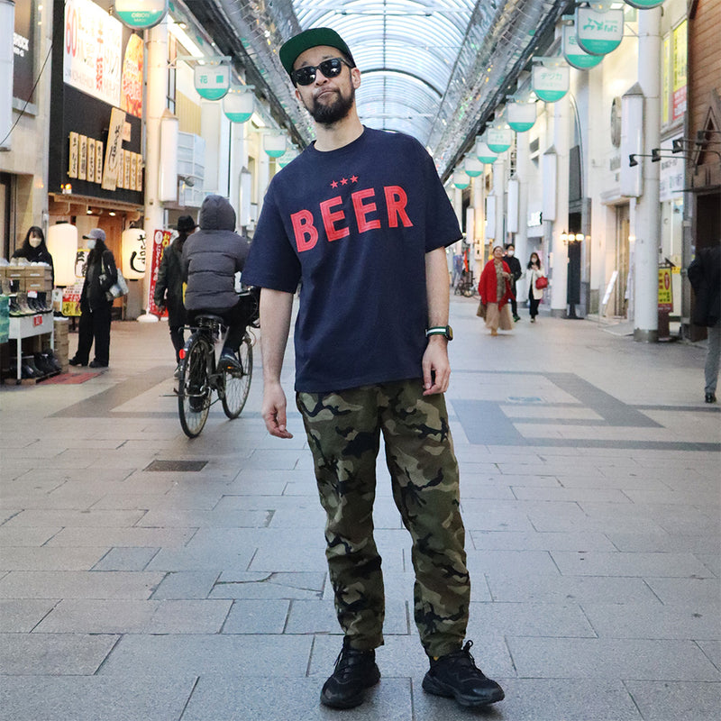 BEERロゴTシャツ　NAVY