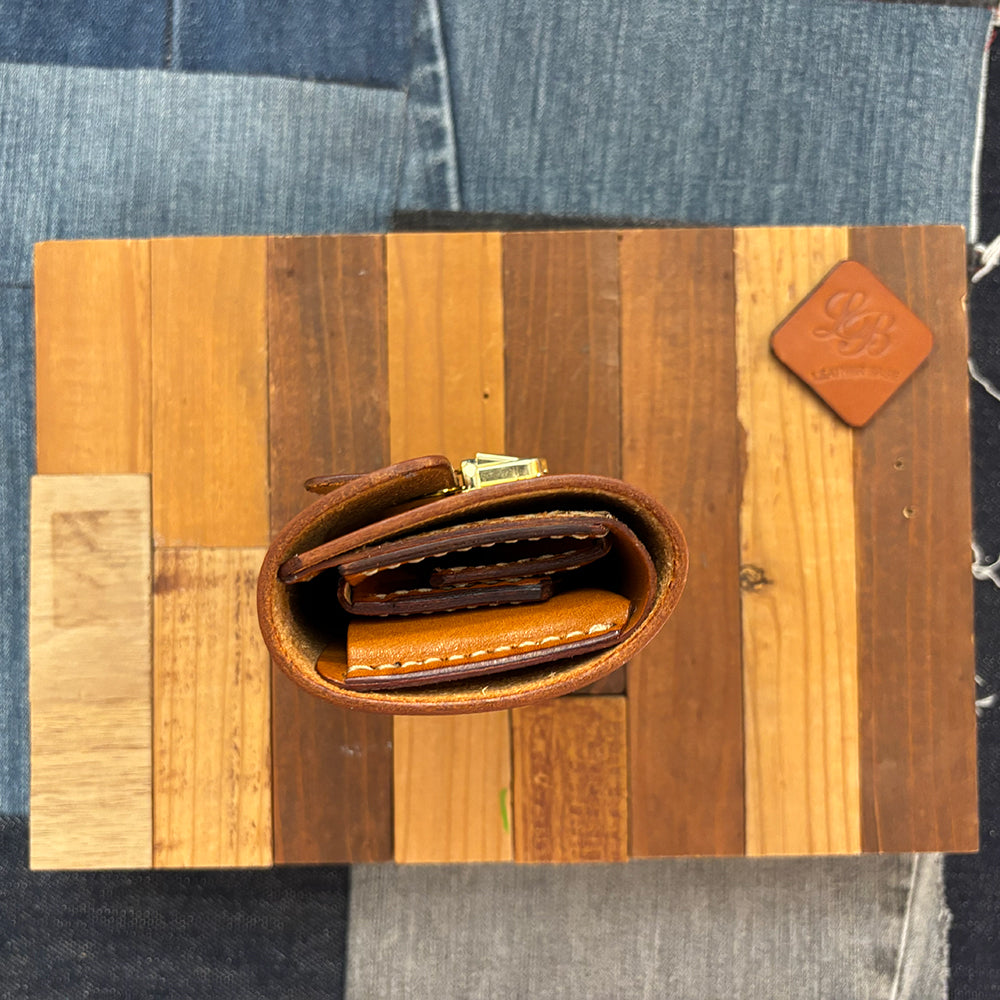 オリジナルレザーウォレット 差し込み錠式（カラー：ブルー×ワイン×ブラウン）