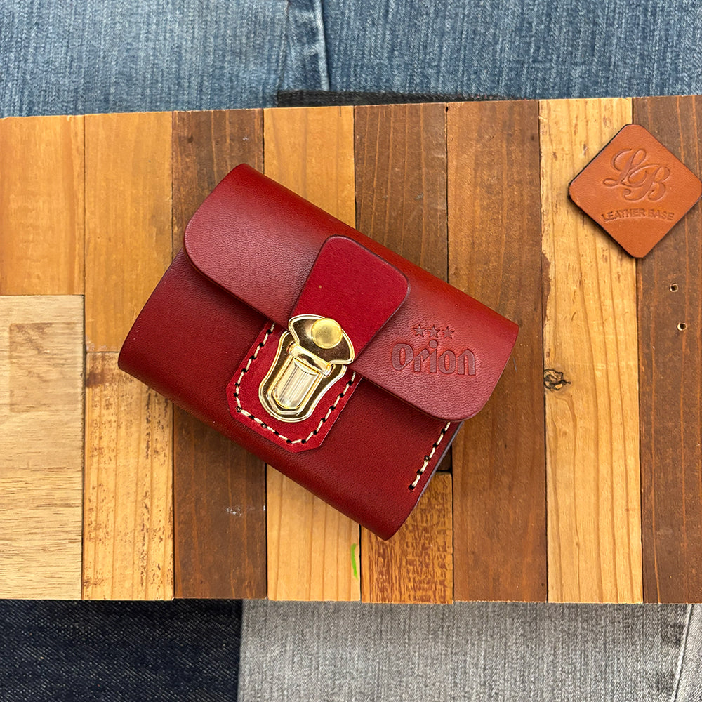 オリジナルレザーウォレット 差し込み錠式（カラー：ワイン）