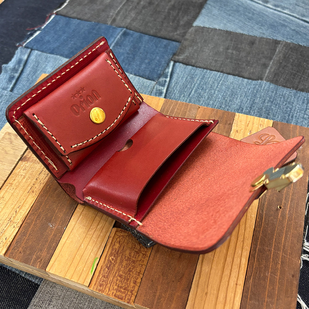 オリジナルレザーウォレット 差し込み錠式（カラー：ワイン）