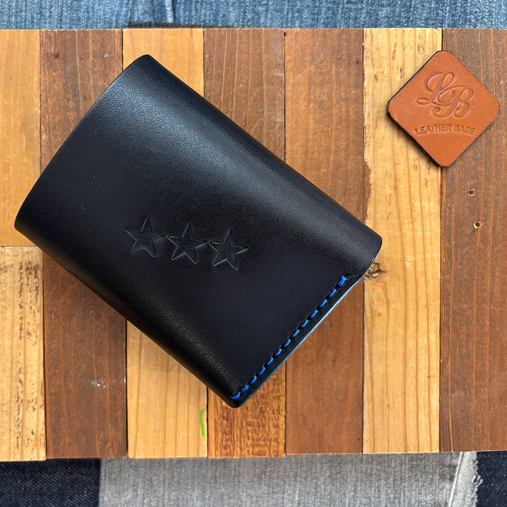 オリジナルレザーウォレット（カラー：ブラック×ブルー）