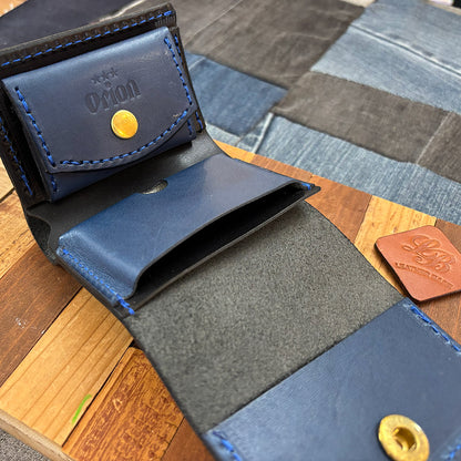 オリジナルレザーウォレット（カラー：ブラック×ブルー）