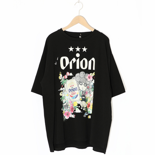 ORION×ScoLar トロピカル柄Tシャツ(ブラック）