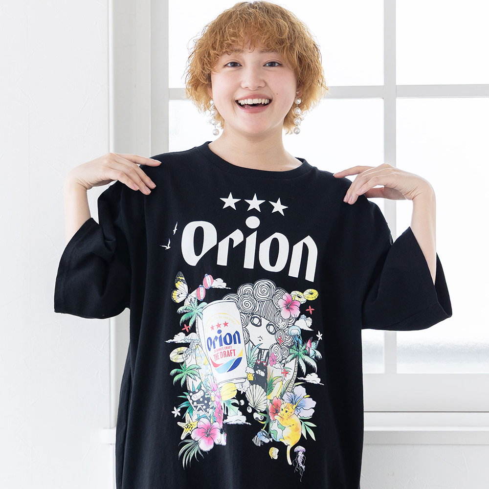ORION×ScoLar トロピカル柄Tシャツ(オフホワイト）