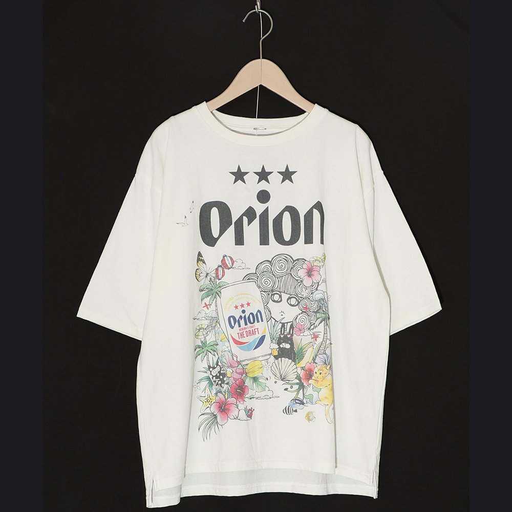 ORION×ScoLar トロピカル柄Tシャツ(オフホワイト）