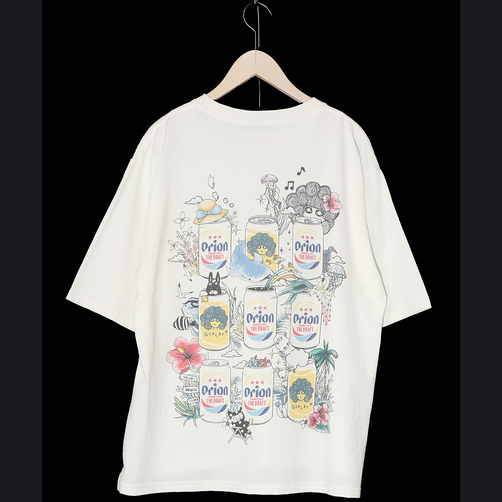 ORION×ScoLar ビアーパラダイス柄Tシャツ（オフホワイト）