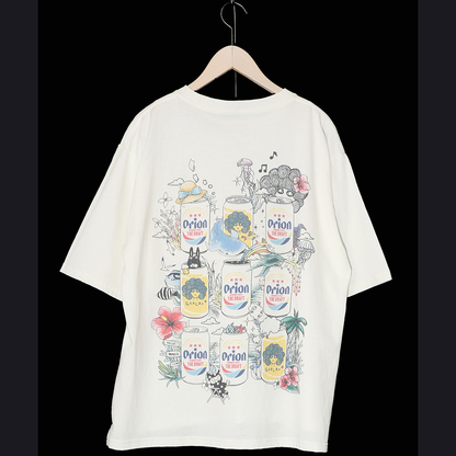 ORION×ScoLar ビアーパラダイス柄Tシャツ（オフホワイト）