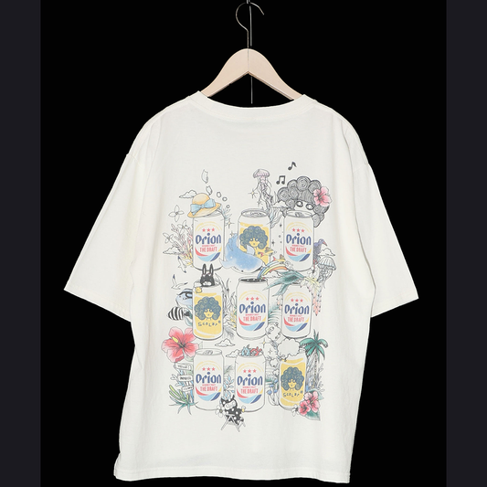 ORION×ScoLar ビアーパラダイス柄Tシャツ（オフホワイト）