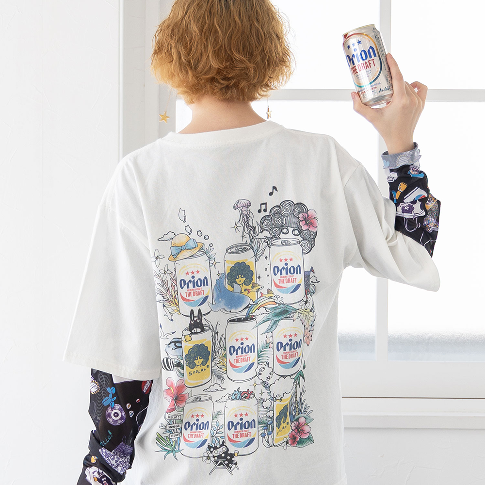 ORION×ScoLar ビアーパラダイス柄Tシャツ（ブラック）