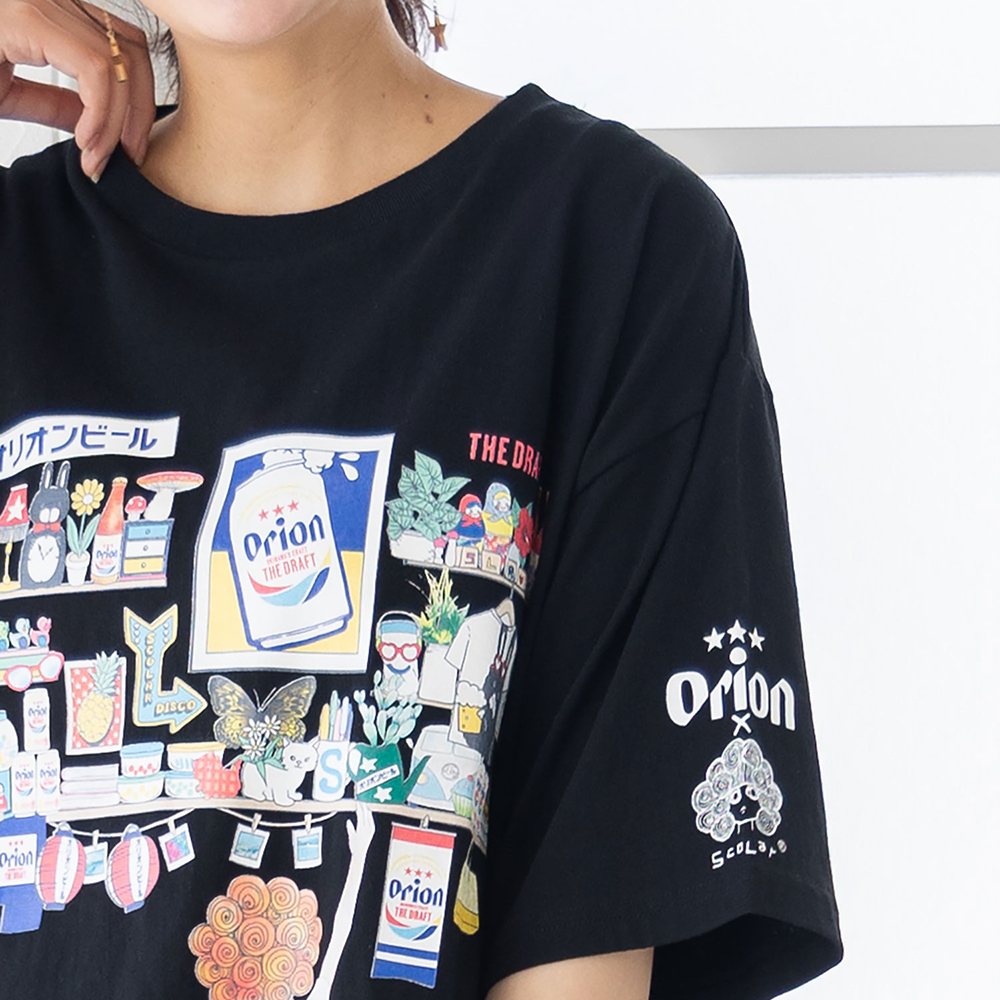 ORION×ScoLar オリオンパーティー柄Tシャツ（ブラック）