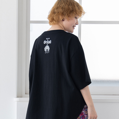 ORION×ScoLar ラビルのビーチパーティ柄Tシャツ(ブラック）
