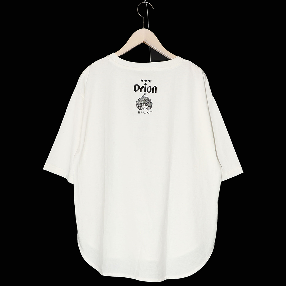 ORION×ScoLar ラビルのビーチパーティ柄Tシャツ(オフホワイト）
