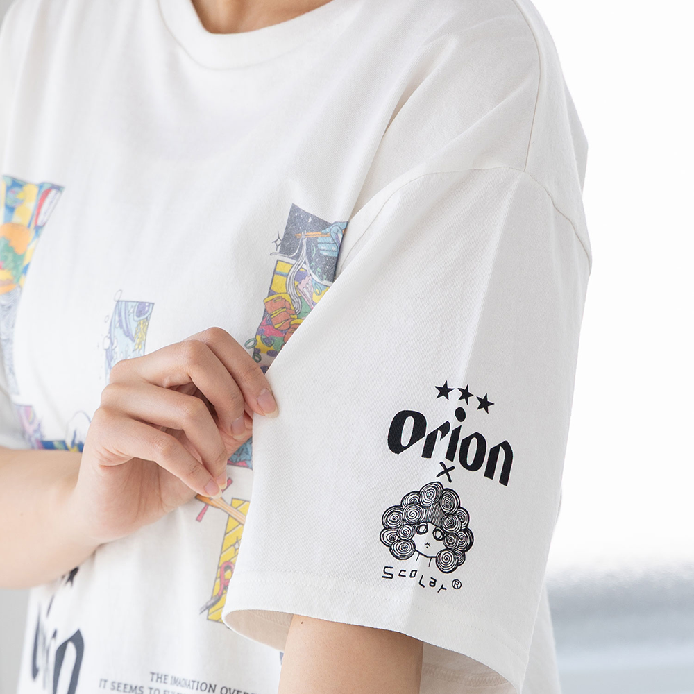 ORION×ScoLar 星降る夜のオリオンタイム柄Tシャツ（オフホワイト）