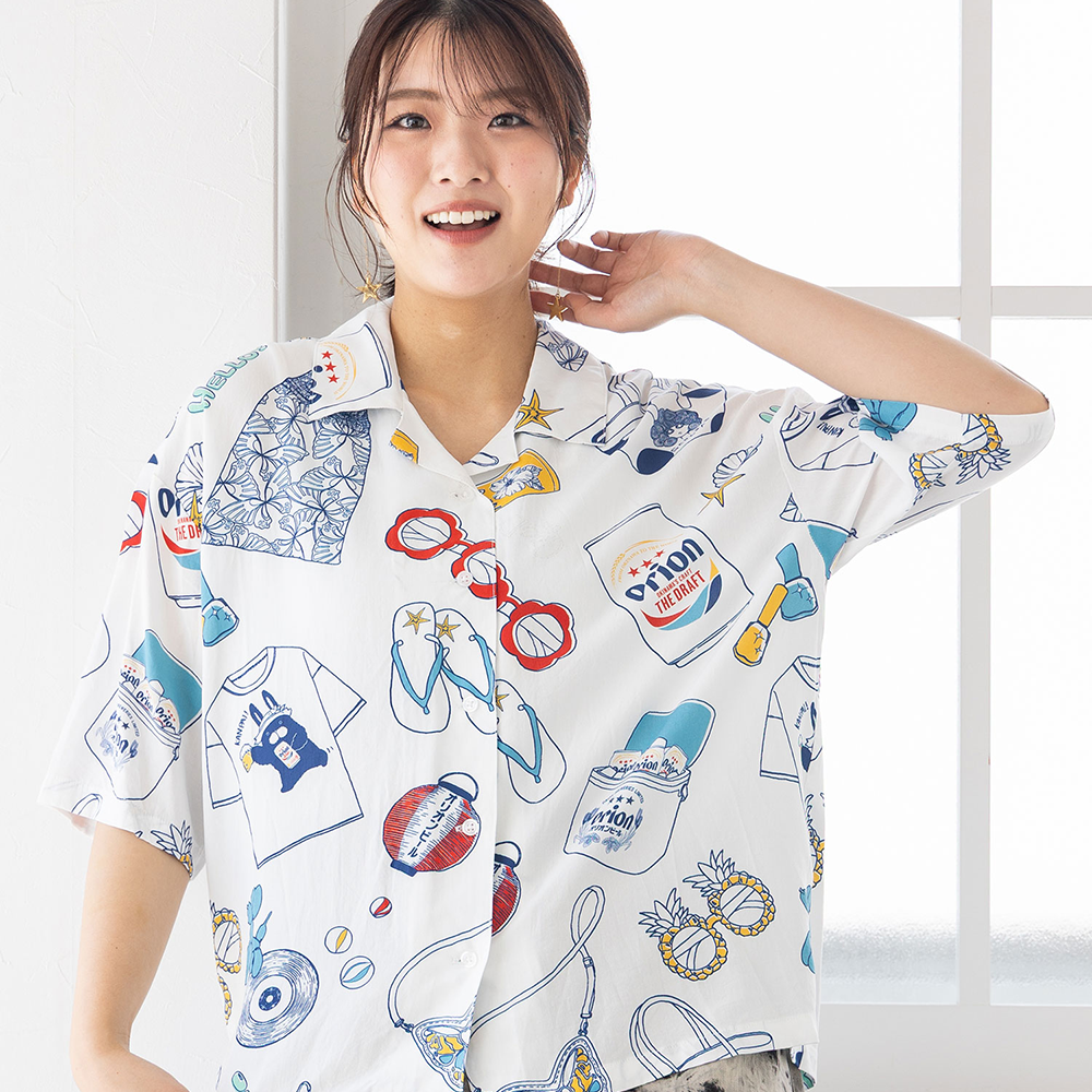 ORION×ScoLar リゾート柄シャツ（オフホワイト）