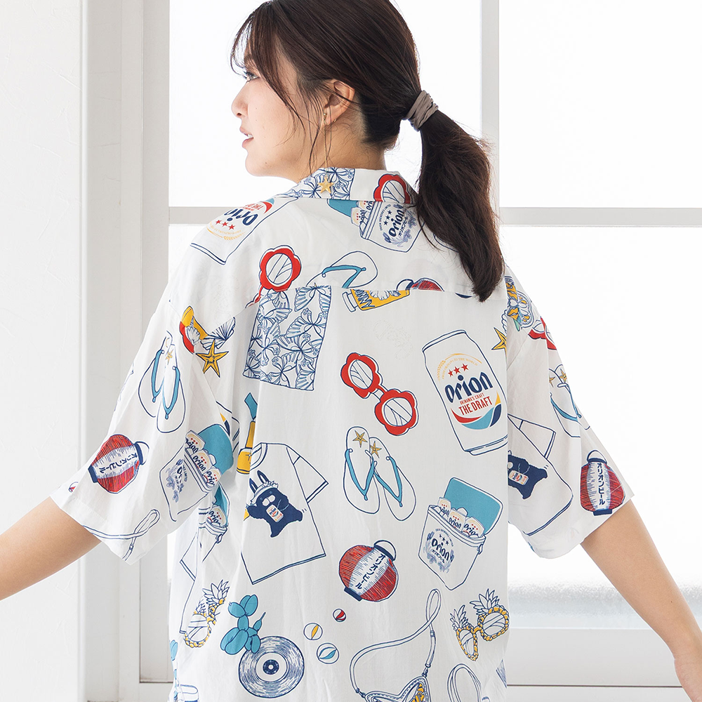 ORION×ScoLar リゾート柄シャツ（オフホワイト）
