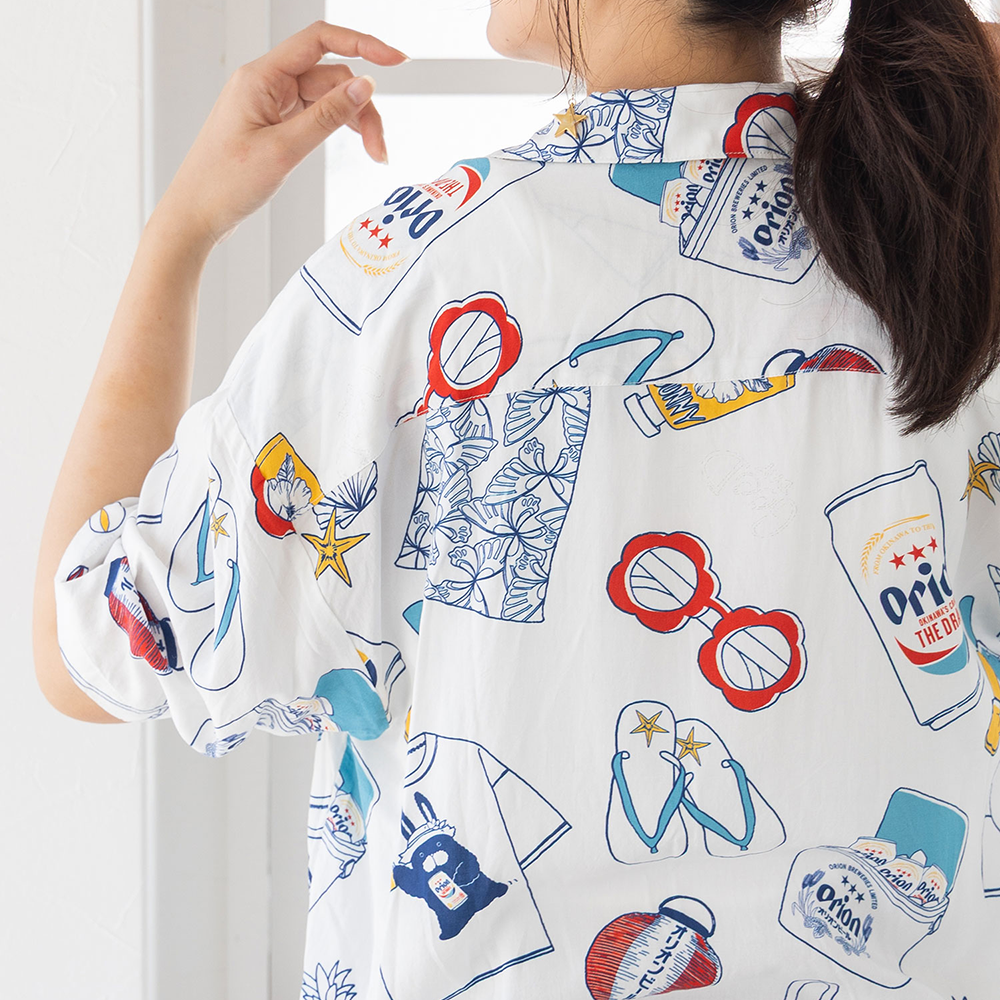 ORION×ScoLar リゾート柄シャツ（オフホワイト）