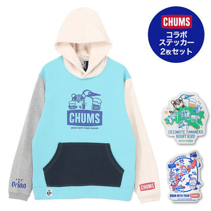 【数量限定】【ORION×CHUMSコラボ25FW】イリオモテヤマネコ カリー！プルオーバーパーカー CRAZY コラボステッカー2枚セット