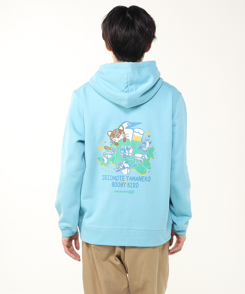 【ORION×CHUMSコラボ25FW】イリオモテヤマネコmeetsブービーバード ジップパーカー　Lt.BLUE