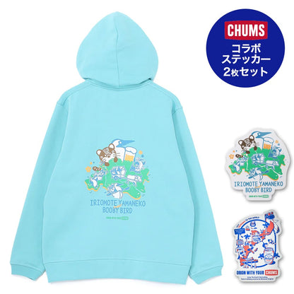 【数量限定】【ORION×CHUMSコラボ25FW】イリオモテヤマネコmeetsブービーバード ジップパーカー Lt.BLUE コラボステッカー2枚セット