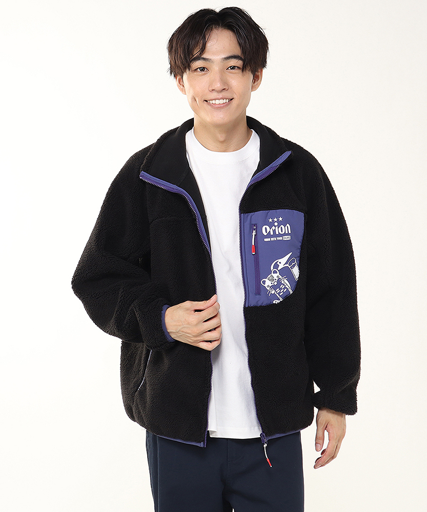 【ORION×CHUMSコラボ25FW】イリオモテヤマネコ カリー！ボンディングフリースジャケット 　BLACK
