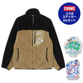 【数量限定】【ORION×CHUMSコラボ25FW】イリオモテヤマネコ カリー！ボンディングフリースジャケット BLACK/BEIGE コラボステッカー2枚セット