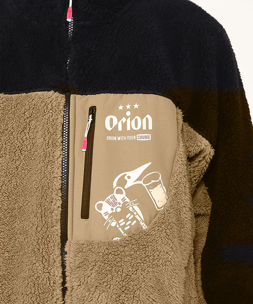【ORION×CHUMSコラボ25FW】イリオモテヤマネコ カリー！ボンディングフリースジャケット 　BLACK/BEIGE