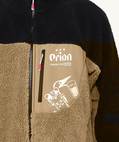 【ORION×CHUMSコラボ25FW】イリオモテヤマネコ カリー！ボンディングフリースジャケット 　BLACK/BEIGE