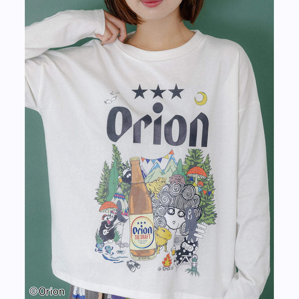 ORION×ScoLar アニマルカーニバル柄Tシャツ（オフホワイト／Mサイズ）