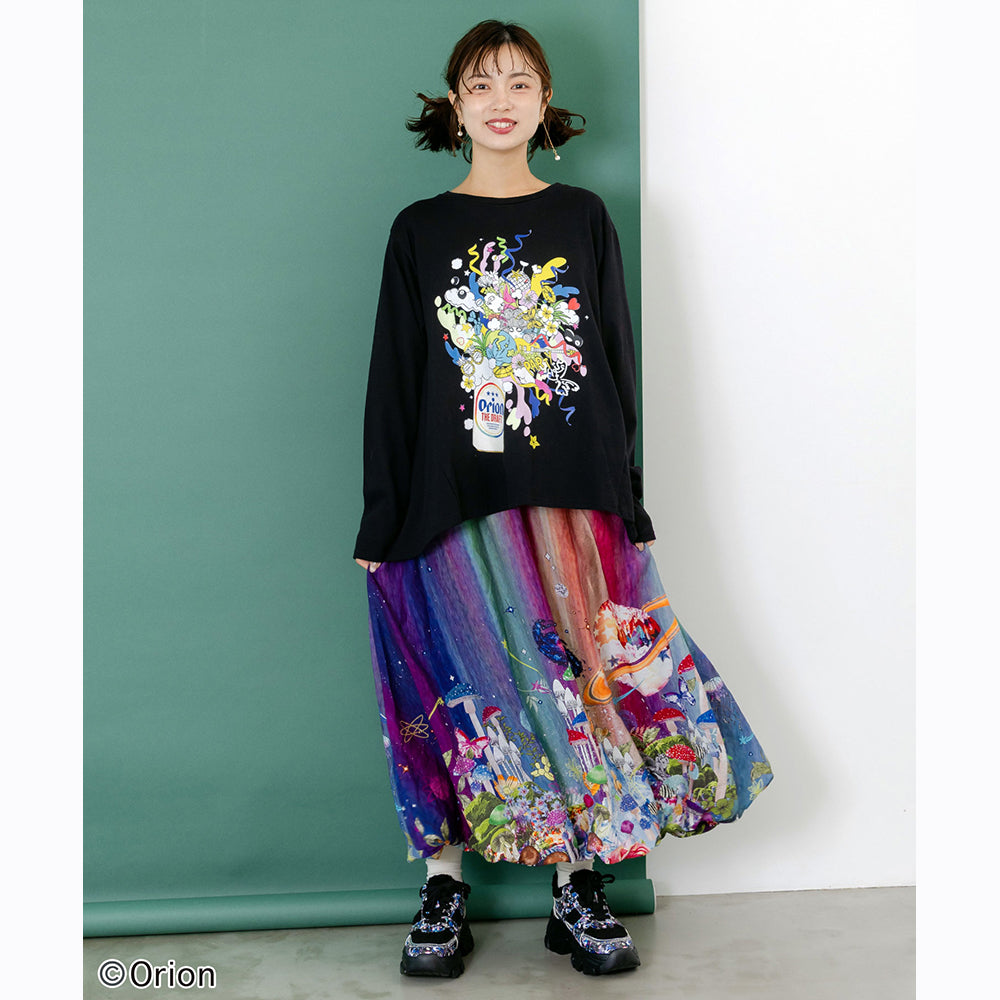 ORION×ScoLar ポップパーティー柄Tシャツ ブラック スカラーコラボ