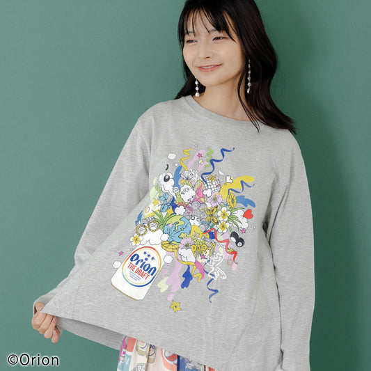 ORION×ScoLar ポップパーティー柄Tシャツ（グレー／Mサイズ）
