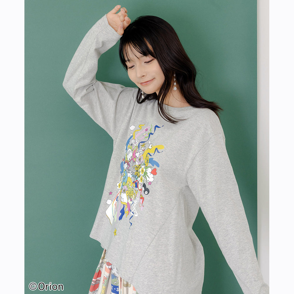 ORION×ScoLar ポップパーティー柄Tシャツ（グレー／Mサイズ）