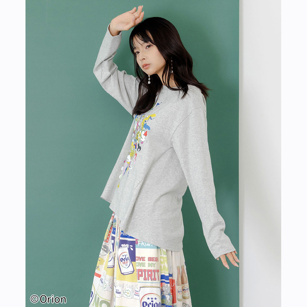 ORION×ScoLar ポップパーティー柄Tシャツ（グレー／Mサイズ）