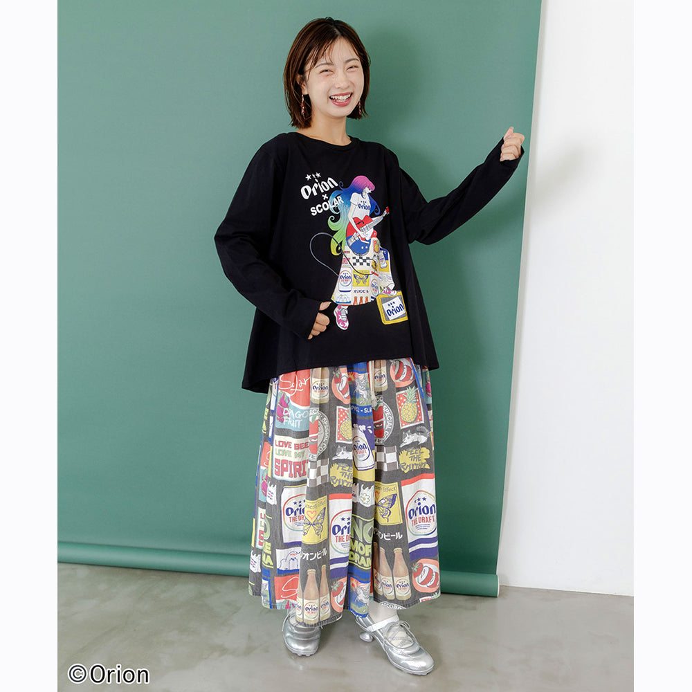 ORION×ScoLar ロックンロール女の子柄Tシャツ（ブラック／Mサイズ）