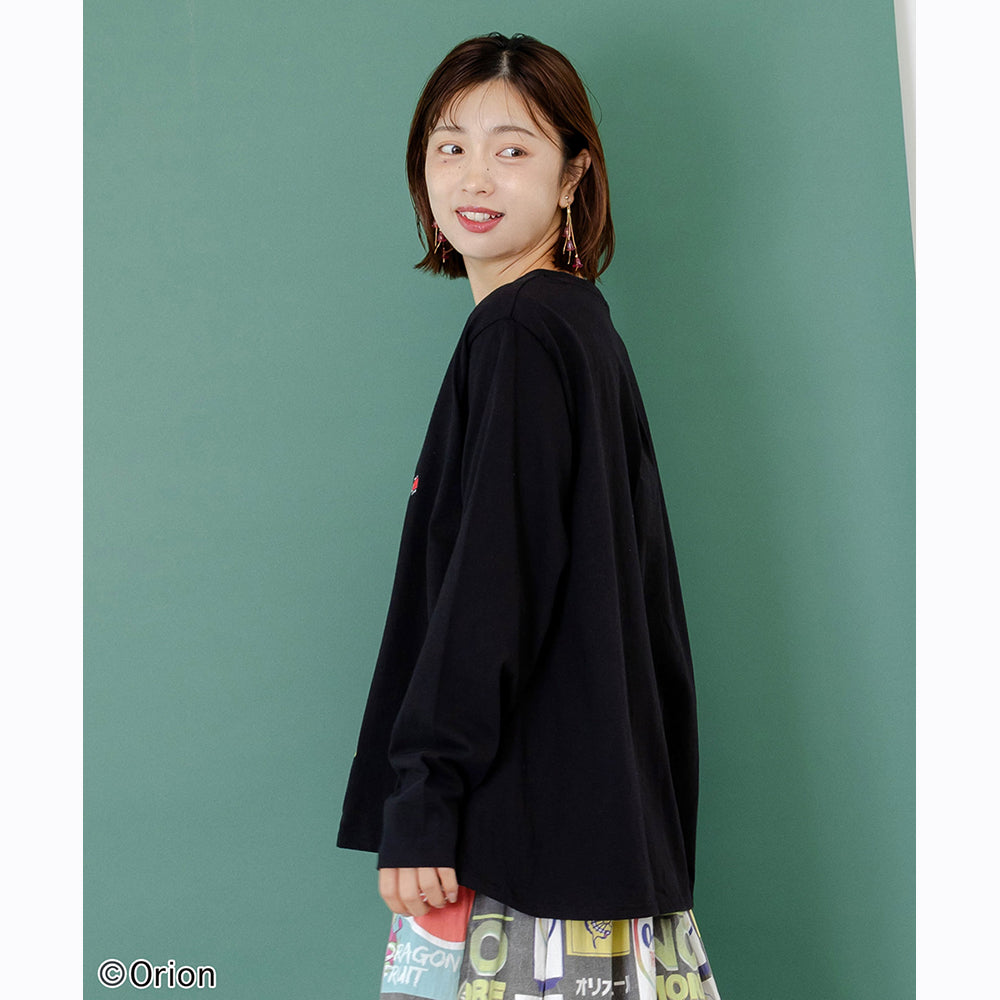 ORION×ScoLar ロックンロール女の子柄Tシャツ ブラック スカラーコラボ